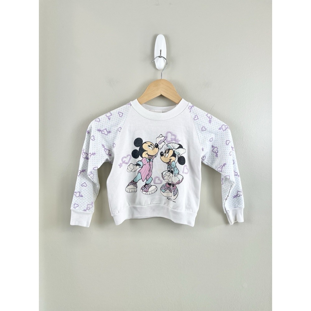 Vintage Disney Kids 1980s Mickey‎ Minnie Mouse Heart & Arrows Sweater Sz 6